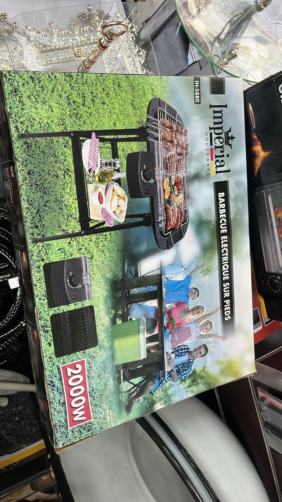 Barbecue sur pieds DENWA BBQ-294 — 2400 W - Ailes latérales - Noir